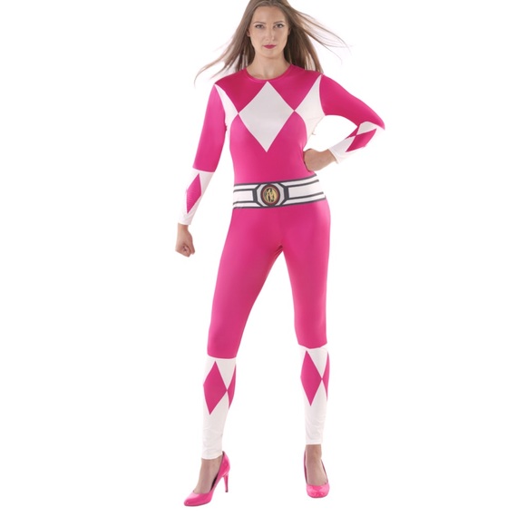 NWOT Womens Pink Power Ranger Morphsuit Jumpsuit Costume, Size Medium - Picture 1 of 10